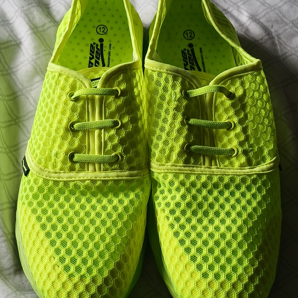Lightweight Bright Yellow Athletic Shoes Beach Wear Neon Size 12 Slip On